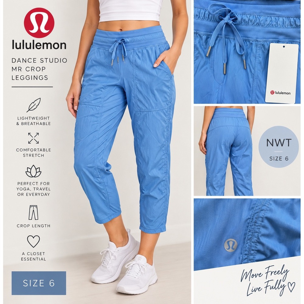 Lululemon Dance Studio Mid Rise Crop Pants Blue Size 6 LW6CDQS